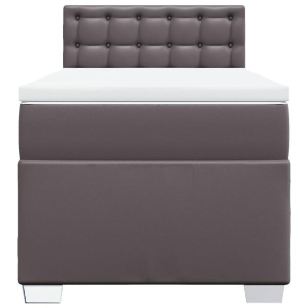 Boxspringbett mit Matratze Grau 80x200 cm Kunstleder