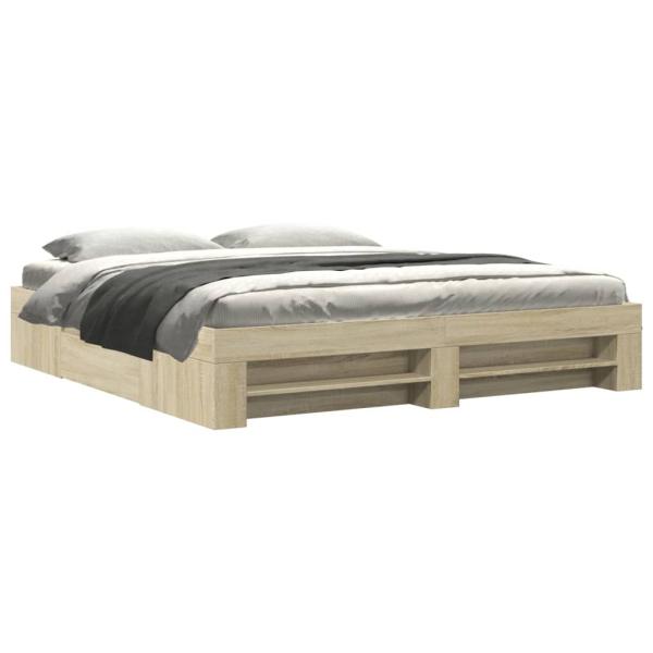 Bettgestell ohne Matratze Sonoma-Eiche 200x200 cm Holzwerkstoff