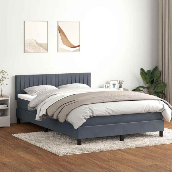 ARDEBO.de - Boxspringbett mit Matratze & LED Dunkelgrau 160x210 cm Samt