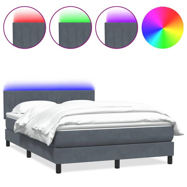 Boxspringbett mit Matratze & LED Dunkelgrau 160x210 cm Samt