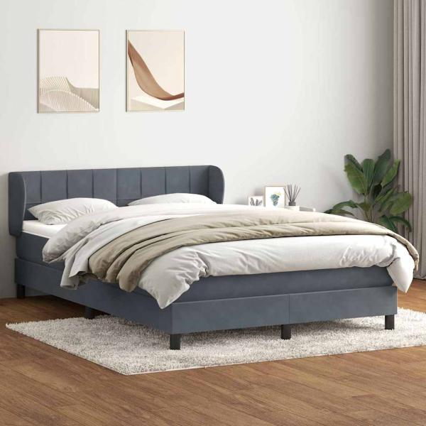 ARDEBO.de - Boxspringbett mit Matratze Dunkelgrau 160x210 cm Samt