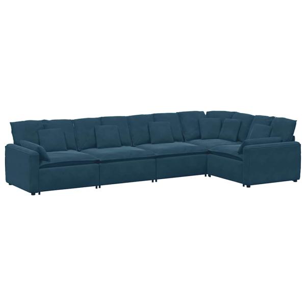 Modulares Sofa mit Kissen Samt Blau