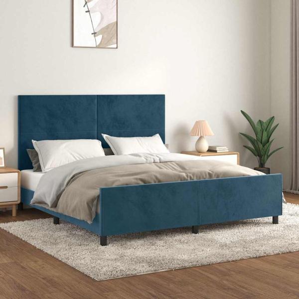 ARDEBO.de - Bettgestell ohne Matratze Dunkelblau 160x200 cm Samt