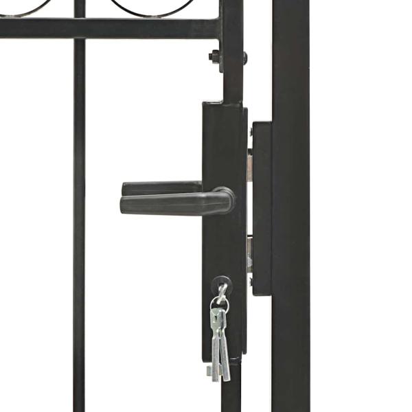 Gartentor ASSEN mit Bogenabschluss Stahl 100 x 175 cm Schwarz
