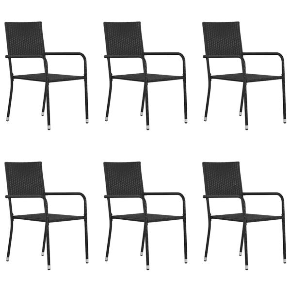 ARDEBO.de - Garten-Essst?hle 6 Stk. Stapelbar Schwarz Polyrattan
