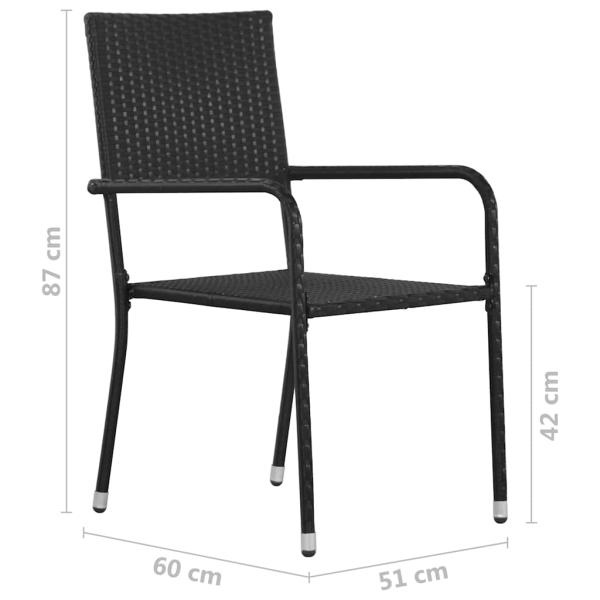 Garten-Essst?hle 6 Stk. Stapelbar Schwarz Polyrattan