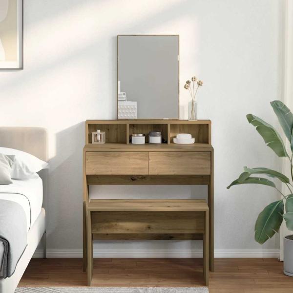 ARDEBO.de - Schminkhocker Artisan-Eiche 70x35x45 cm Holzwerkstoff