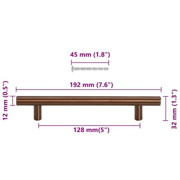 Möbelgriffe 10 Stk. Bronzen 128 mm Edelstahl