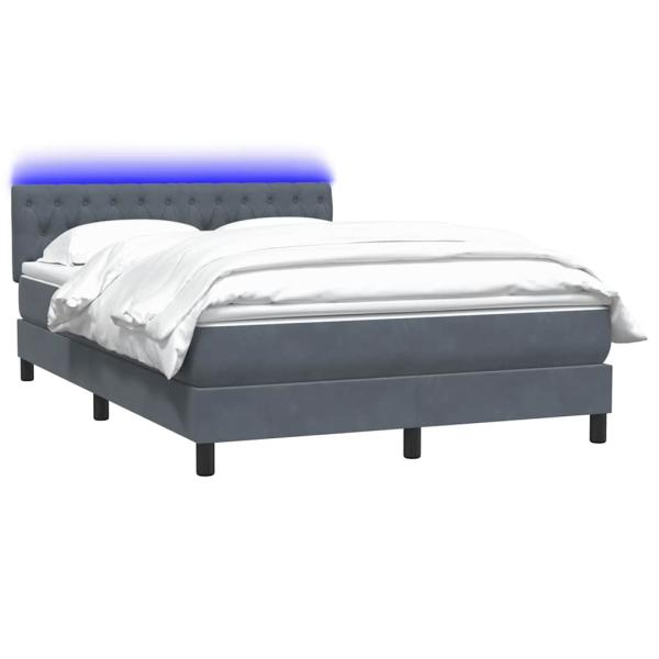 Boxspringbett mit Matratze & LED Dunkelgrau 160x210 cm Samt