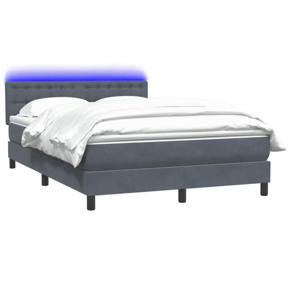 Boxspringbett mit Matratze & LED Dunkelgrau 160x210 cm Samt