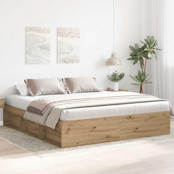 Bettgestell ohne Matratze Artisan-Eiche 200x200cm Holzwerkstoff
