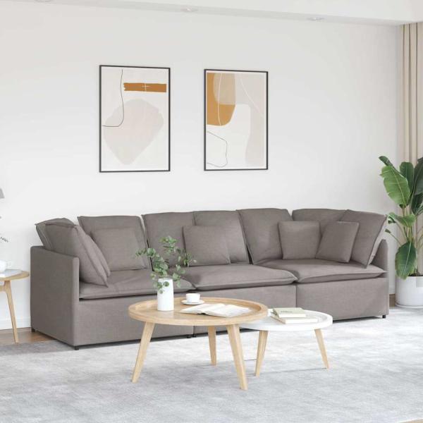 ARDEBO.de - Modulares Sofa mit Kissen Stoff Taupe
