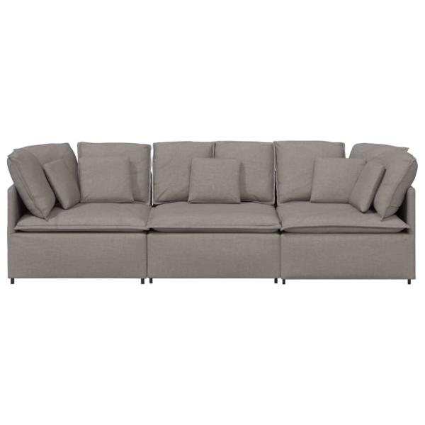 Modulares Sofa mit Kissen Stoff Taupe