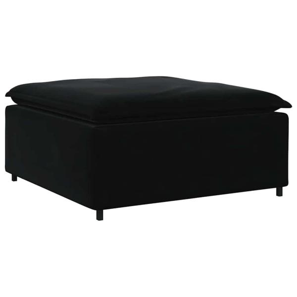 Modulares Sofa mit Fußhocker Kissen Samt Schwarz