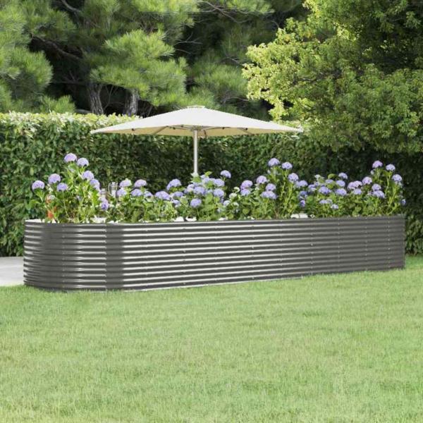 ARDEBO.de - Hochbeet Grau 447x140x68 cm Verzinkter Stahl