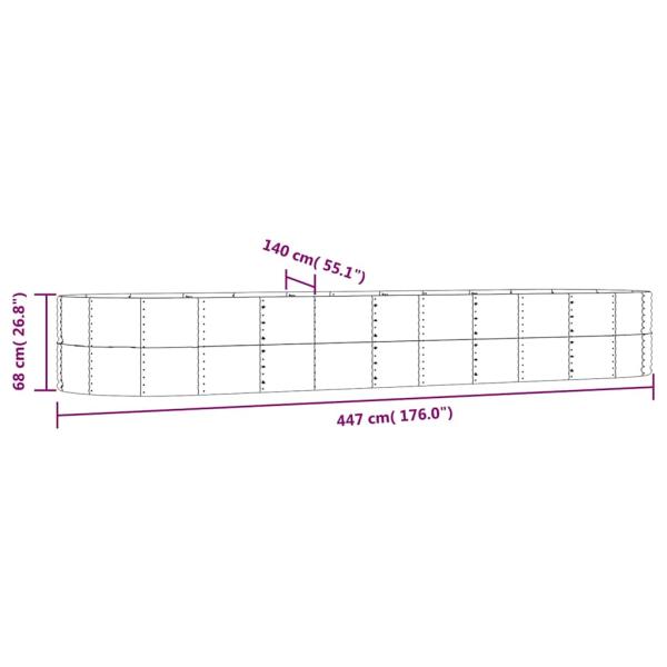 Hochbeet Grau 447x140x68 cm Verzinkter Stahl
