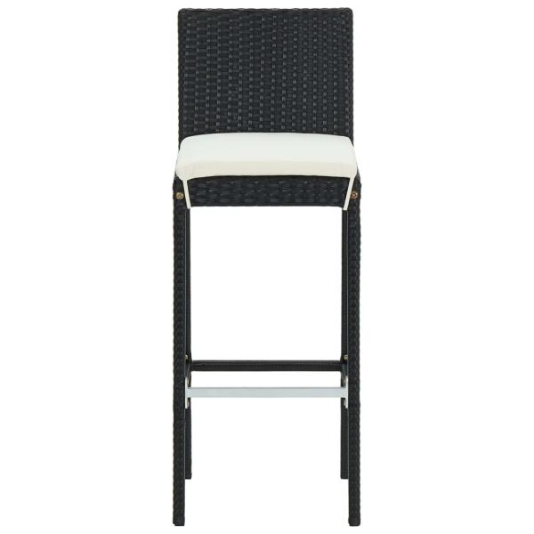 9-tlg. Gartenbar-Set mit Kissen Poly Rattan Schwarz