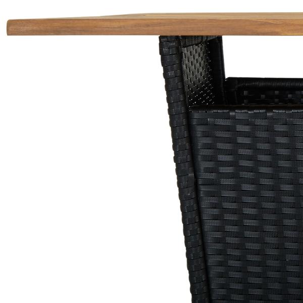 9-tlg. Gartenbar-Set mit Kissen Poly Rattan Schwarz