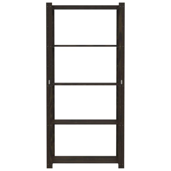 Lagerregal mit 5 Böden Schwarz 80x38x170 cm Massivholz Kiefer