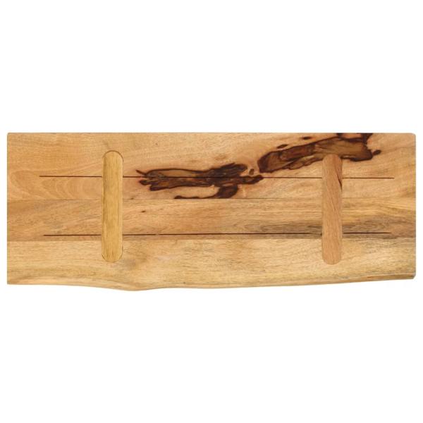 Tischplatte 70x20x2,5 cm Baumkante Massivholz Raues Mangoholz