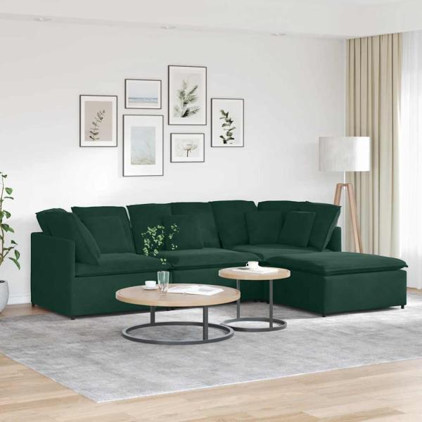 ARDEBO.de - Modulares Sofa mit Fu?hocker Kissen Samt Dunkelgr?n