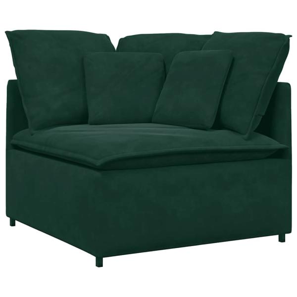 Modulares Sofa mit Fu?hocker Kissen Samt Dunkelgr?n