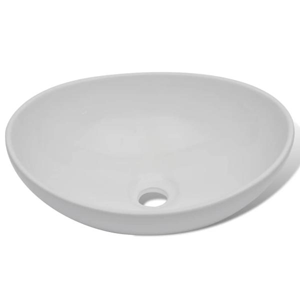 Keramik Waschbecken 40 x 33 cm Oval Weiß