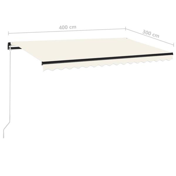 Markise Manuell Einziehbar mit LED 400x300 cm Creme