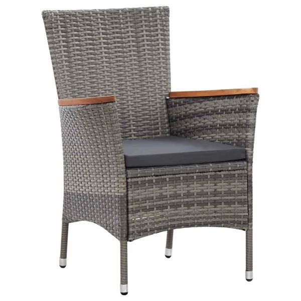 9-tlg. Garten-Essgruppe mit Kissen Poly Rattan Grau