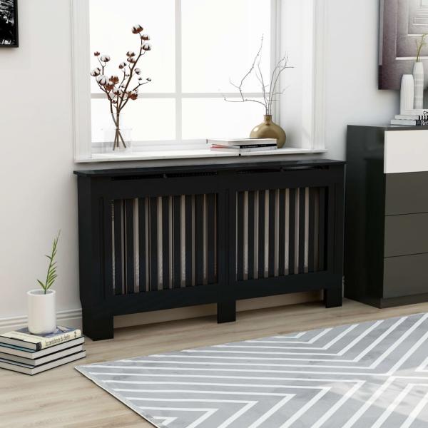ARDEBO.de - Heizkörperverkleidung Schwarz 152x19x81,5 cm Holzwerkstoff