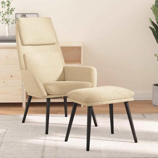ARDEBO.de - Relaxsessel mit Hocker Creme Stoff