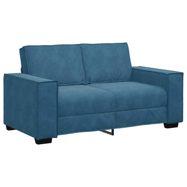 3-tlg. Sofagarnitur mit Kissen Blau Samt