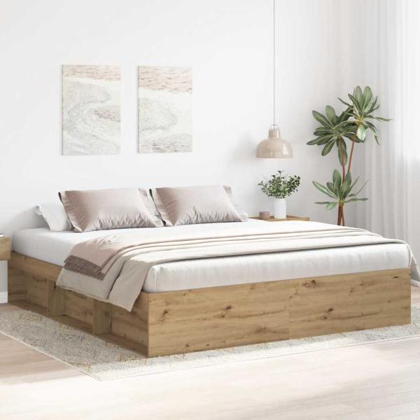 Bettgestell ohne Matratze Artisan-Eiche 180x200cm Holzwerkstoff