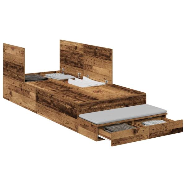 Aufbewahrungsbettgestell Altholz 80 cm Holzwerkstoff
