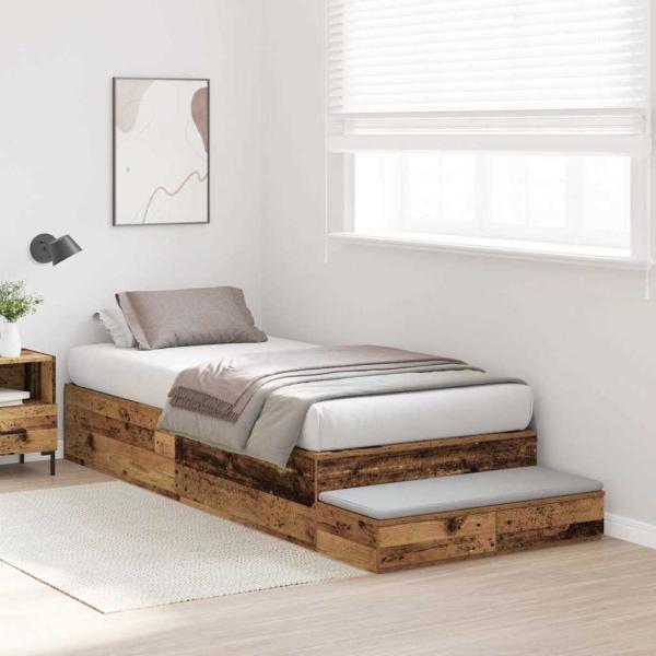 Aufbewahrungsbettgestell Altholz 80 cm Holzwerkstoff