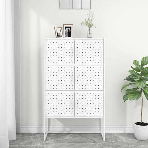 ARDEBO.de - Highboard Weiß 80x35x135 cm Stahl