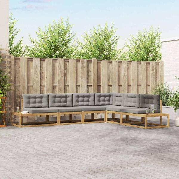 ARDEBO.de - Outdoor-Sofagarnitur 6 Stk. Weiß und Hellgrau Polyester