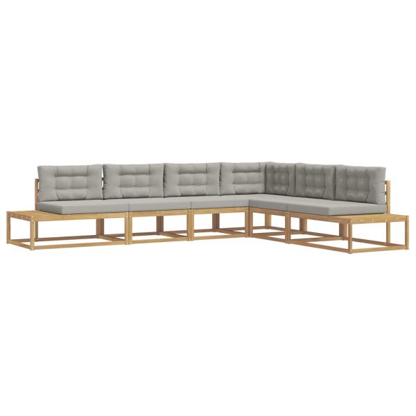 Outdoor-Sofagarnitur 6 Stk. Weiß und Hellgrau Polyester
