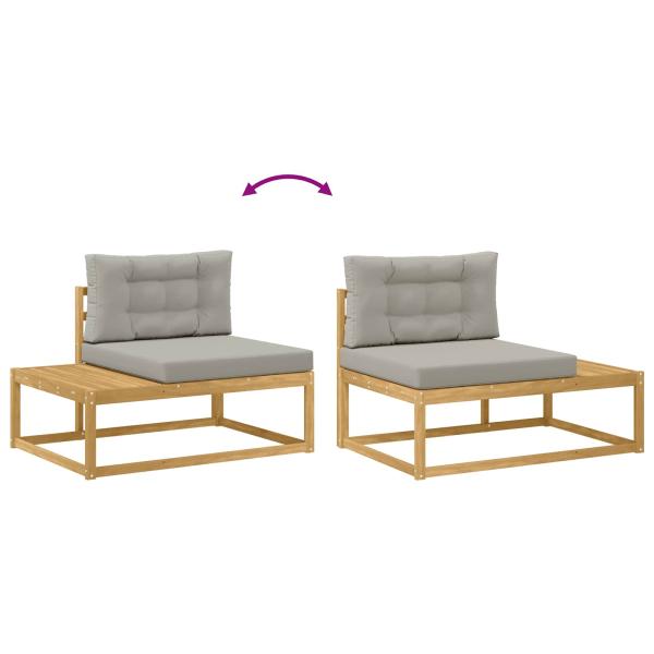 Outdoor-Sofagarnitur 6 Stk. Weiß und Hellgrau Polyester