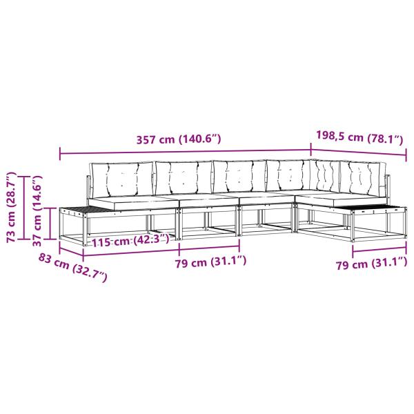 Outdoor-Sofagarnitur 6 Stk. Weiß und Hellgrau Polyester