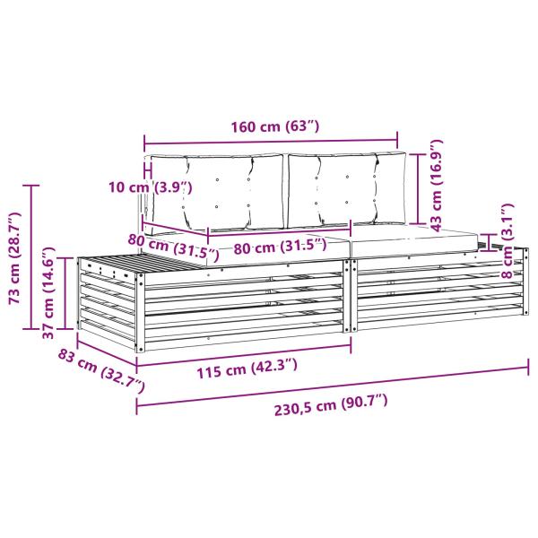 2 Stk. Outdoor-Sofagarnitur Polyester Weiß