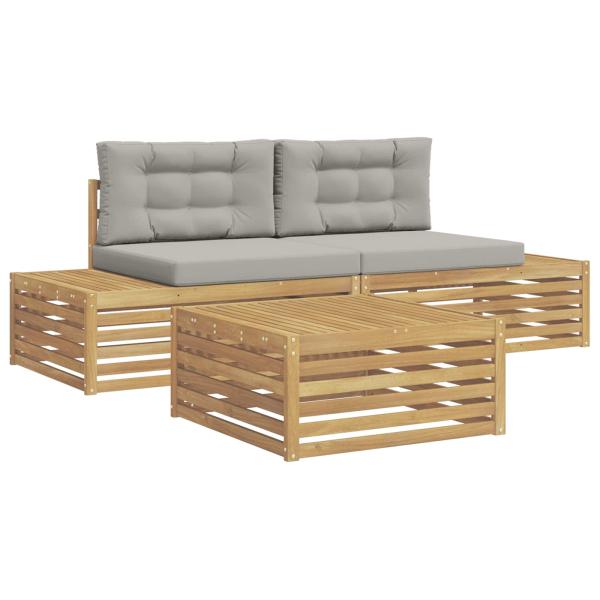 4 Stk. Outdoor-Sofagarnitur Polyester Weiß