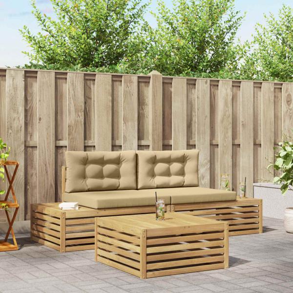 ARDEBO.de - 4 Stk. Outdoor-Sofagarnitur Polyester Weiß