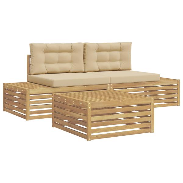 4 Stk. Outdoor-Sofagarnitur Polyester Weiß