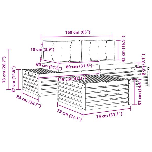 4 Stk. Outdoor-Sofagarnitur Polyester Weiß