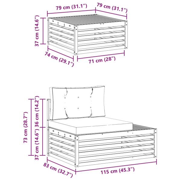 4 Stk. Outdoor-Sofagarnitur Polyester Weiß