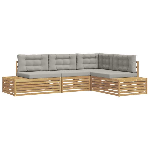 5 Stk. Outdoor-Sofagarnitur Polyester Weiß