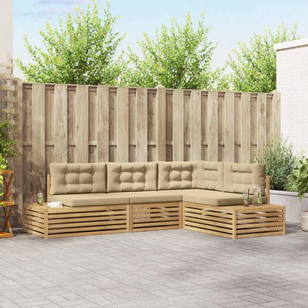 ARDEBO.de - 5 stk. Outdoor-Sofagarnitur Polyester Weiß