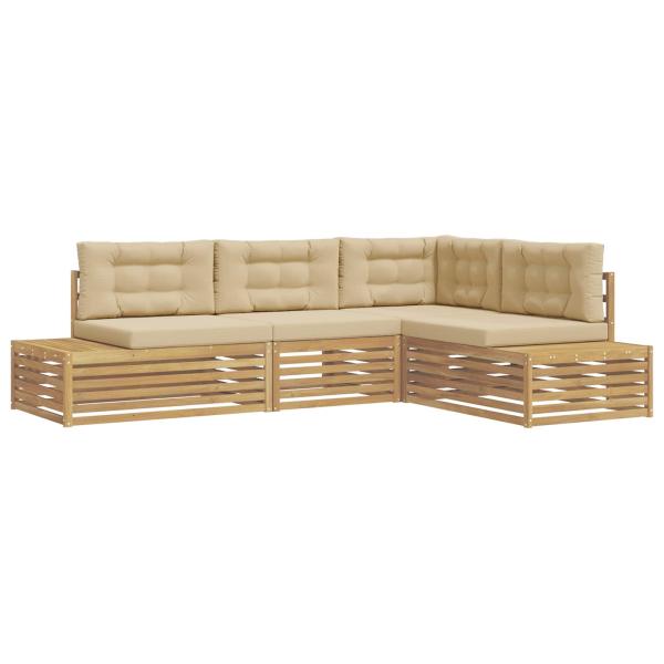 5 stk. Outdoor-Sofagarnitur Polyester Weiß