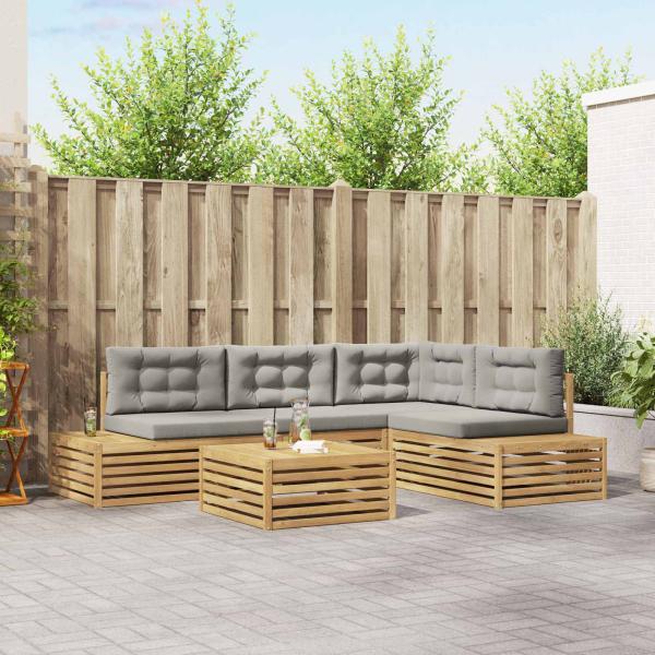 ARDEBO.de - 6 Stk. Outdoor-Sofagarnitur Polyester Weiß